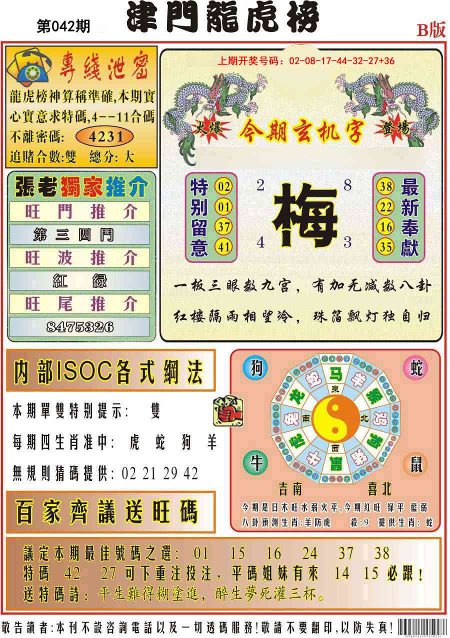 042期津门龙虎榜B[图]
