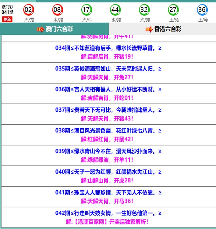042期百家网玄机[图]