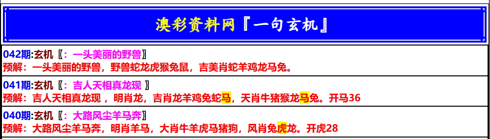 042期澳门一句玄机[图]