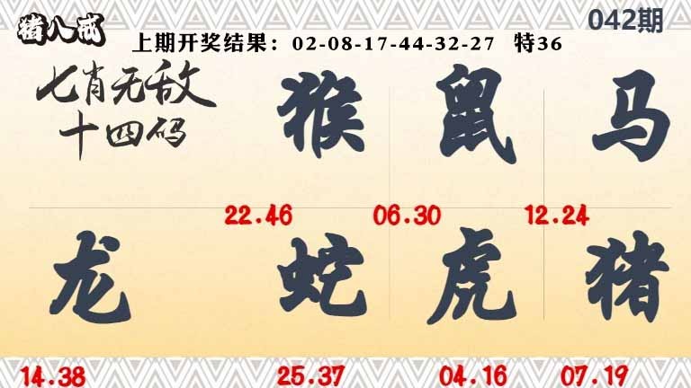 042期七肖无敌14码[图]